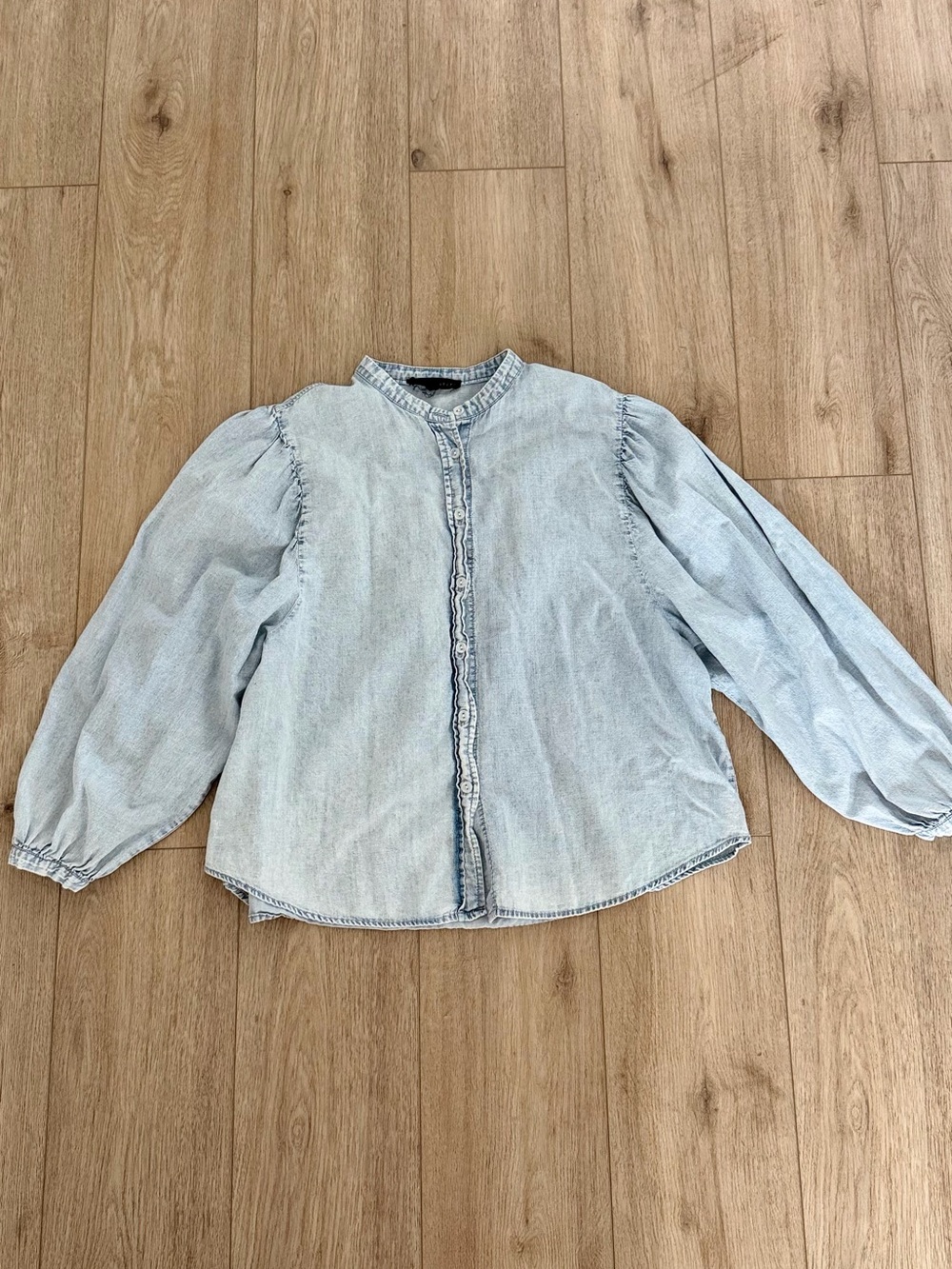 Jane and Delancey Pale Blue Denim Button-Up Blouse